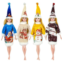Lot de 4 tenues de noël en tissu peluche pour poupée 30 cm avec motifs festifs pour fête aux poupées