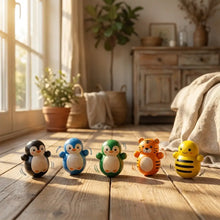 Lot de 5 jouets culbuto en bois colorés avec motifs variés envoyés aléatoirement pour chat sans pile