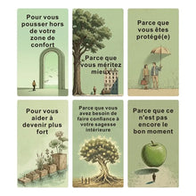 Illustration dune pomme verte avec petite tige sur carte du jeu de 56 cartes oracle en français idéale magasins de jouets