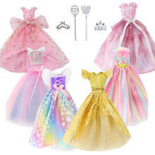 Lot de 6 robes et accessoires de princesse pour poupée 30 cm en couleurs vives pour déguisement carnaval magasins de jouets