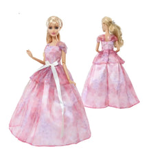 Barbie poupée 30 cm en robe princese rose violet aquarelle avec manches bouffantes pour déguisement carnaval magasin de jouets