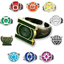 Bague de cosplay à emblème lantern vert et or avec anneau ajustable et emblème circulaire texturé