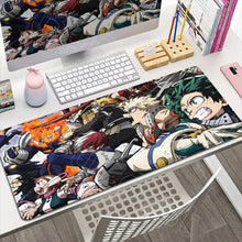 Tapis de souris xxl académie de super-héros avec bords cousus et personnages animés colorés en action