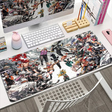 Tapis de souris xxl académie de super-héros avec bords cousus et scène de bataille animée dynamique