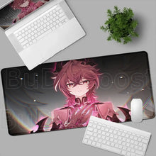 Tapis de souris xxl aventuriers fantastiques noir cadre rectangulaire avec illustration anime personnage rose armure