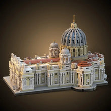 Modèle lego beige et gris détaillé de la basilique saint-pierre avec domes colonnes et façades ornées jeu de construction basilique saint-pierre 3024 pièces