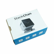Robot de bureau m5stack stackchan ai compact blanc et noir avec visage carré et yeux souriants simple