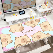 Tapis de souris xxl capybara antidérapant en peluche douce pastel avec dégradé pour bureau ergonomique