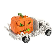 Jeu de construction carrosse citrouille led orange monté sur châssis squelette blanc avec 328 pièces