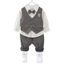 Ensemble de cérémonie garçon chemise gilet noir et blanc à motif pied-de-poule avec pantalon assorti et tailles proposées