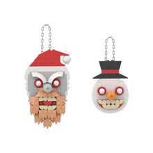 Jeu de construction décoration d’horreur à suspendre avec ornement santa claus lego rouge et blanc à barbe beige et nez argenté