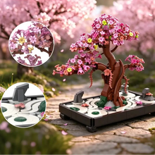 Jeu de construction fleurs en pot à conserver avec arbre fleur de cerisier rose et jaune en briques lego décoratif