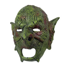 Masque de gobelin en latex halloween taille unique vert et brun avec peau texturée et oreilles pointues pour déguisement carnaval adulte