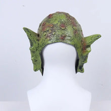 Masque de gobelin en latex halloween vert texturé avec oreilles pointues et accents roux taille unique pour déguisement carnaval adulte