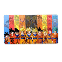 Tapis de souris grand format manga maîtres des arts martiaux avec design multicolore et goku en tenue orange et bleu