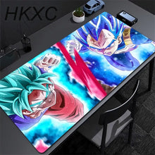 Tapis de souris grand format manga maîtres des arts martiaux bleu et teal avec deux personnages en pose de combat