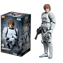 Figurine de construction guerre des étoiles luuke skywalker en plastique blanc avec cheveux bruns et détails noirs