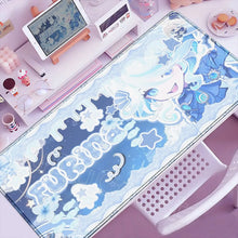 Tapis de souris xxl manga bleu et blanc avec design de personnage aquatique pour gaming et usage ordinateur
