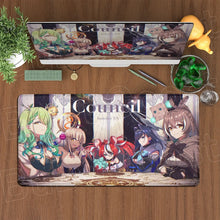 Tapis de souris rectangulaire aux cheveux rouges avec personnages anime hololive en council aux couleurs vives