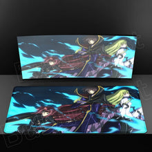 Tapis de souris xxl bleu et noir aux cheveux verts avec personnages anime et effets denergie bleue lumineux
