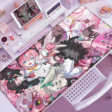 Tapis de souris xxl manga idoles urbaines rose et blanc avec illustrations détaillées de personnages dynamiques