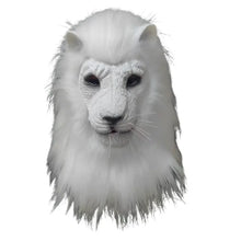 Masque de lion en latex halloween pour adulte avec fausse fourrure blanche et crinière complète pour déguisement carnaval