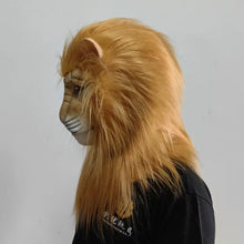 Masque de lion jaune en latex halloween pour adulte avec crinière détaillée idéal pour déguisement carnaval
