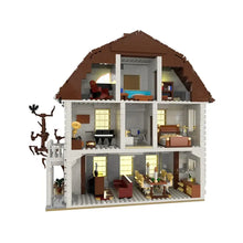 Construction maison inquiétante inspirée avec toit marron et murs blancs en briques pour jeu de construction maison du diable 2087 pièces