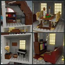 Jeu de construction maison du diable 2087 pièces avec maison inquiétante inspirée à murs bruns blancs et mobilier rouge