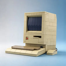 Jeu de construction ordinateur rétro beige représentant un macintosh vintage avec écran noir et clavier assorti 304 pièces