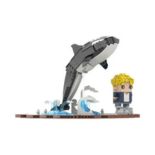 Jeu de construction orque de 758 pièces avec modèle légo orque gris et blanc et figurine monde marin blonde en veste bleue
