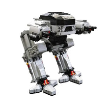 Robot de police futuriste en plastique abs gris et noir avec accents rouges et silhouettes mécaniques articulées