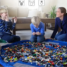 Tapis sac de rangement en tissu bleu de 150 cm avec lego pour organiser jouets variante disponible déguisement carnaval