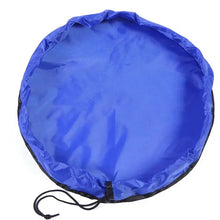 Tapis sac de rangement bleu rond avec fermeture par cordon noir pour jouets 150 cm variante disponible pour déguisement carnaval