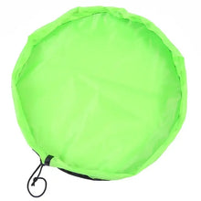 Tapis sac de rangement pour jouets vert néon en tissu léger avec cordon, variante disponible pour déguisement carnaval