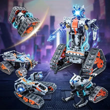 Kit de construction télécommandé 4 en 1 avec batterie rechargeable en plastique argenté et orange avec leds bleues, idéal pour magasins de jouets