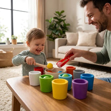 Jeu de tri des couleurs montessori en bois avec gobelets empilables colorés pour magasins de jouets et déguisement carnaval