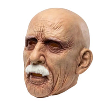 Masque en latex réaliste de vieil homme à barbe blanche pour halloween avec rides profondes et moustache blanche