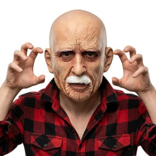Masque en silicone détaillé dhomme à barbe blanche vieil homme chauve rides profondes pour halloween