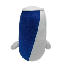 Figurine décorative canette bleu et blanc en peluche douce en forme de boisson énergisante