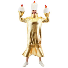 Costume service à thé disney doré métallique avec accents de flammes blanches pour fête et déguisement