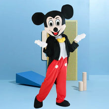 Déguisement mascotte mickey complet noir et rouge avec nœud papillon jaune et gants blancs pour animation festive