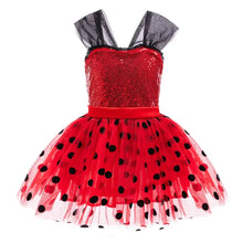 Déguisement princesse ladybug miraculous robe tutu rouge à pois noirs avec bretelles en tulle et sac à bandoulière coordonné