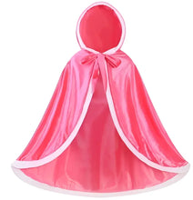 Déguisement robe princesse aurora avec cape en satin rose brillant et bordure blanche avec nombreux accessoires