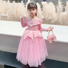 Déguisement robe princesse aurora rose avec corsage à sequins et jupe en tulle superposée idéal pour nombreux accessoires