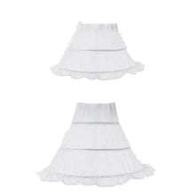 White tiered petticoat with delicate ruffles in soft fabric for robe princesse grenouille costume