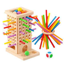 Jeu d’équilibre avec bâtonnets colorés en plastique et base en bois pour tranches d’âge indiquées et tranches d’âge