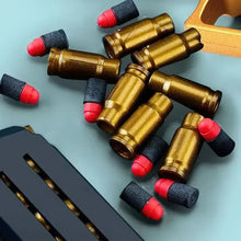 Projectiles en mousse dorés avec embouts rouges et noirs pour pistolet jouet desert eagle doré