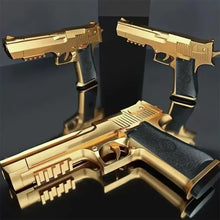 Pistolet jouet desert eagle doré avec poignée noire texturée en plastique pour projectiles en mousse