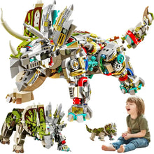 Dinosaures articulé à construire en briques plastique multicolores avec accents métalliques or et argent vendu en magasins de jouets